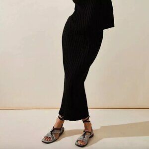 FREE PEOPLE Beach Black Veda Ribbed Rib Knit Skirt Midi‎ Maxi Skirt
